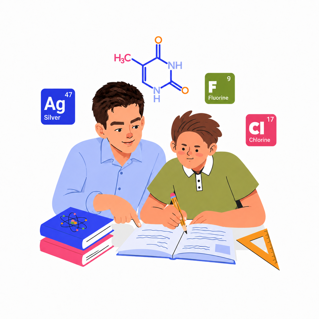 Thane Tomy tutoring a Grade 12 Chemistry student